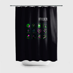Шторка для душа STALKER Стикеры Припять, цвет: 3D-принт