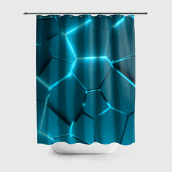Шторка для ванной Ледяные неоновые геометрические плиты