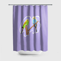 Шторка для душа Пара волнистых попугаев, цвет: 3D-принт