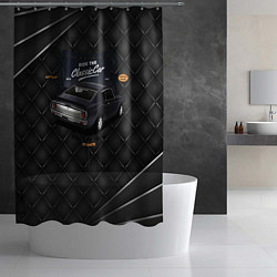 Шторка для душа Ретро - автомобиль black, цвет: 3D-принт — фото 2