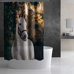 Шторка для душа Белая лошадка, цвет: 3D-принт — фото 2