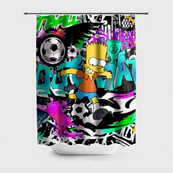 Шторка для душа Барт Симпсон - центр-форвард на фоне граффити, цвет: 3D-принт