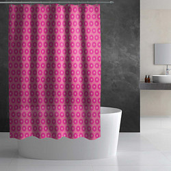 Шторка для душа Розовые цветочки - паттерн из ромашек, цвет: 3D-принт — фото 2