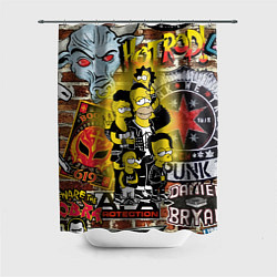 Шторка для душа Simpsons & Punks not dead! Motto!, цвет: 3D-принт