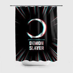 Шторка для душа Символ Demon Slayer в стиле glitch на темном фоне, цвет: 3D-принт