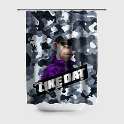 Шторка для душа Камуфляж обезьяна в кепке и очках like dat, цвет: 3D-принт