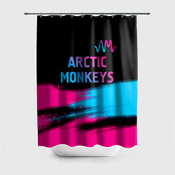 Шторка для душа Arctic Monkeys - neon gradient: символ сверху, цвет: 3D-принт