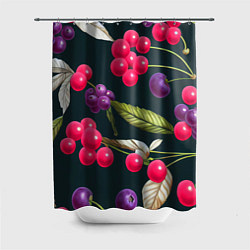 Шторка для душа Ягодки нарисованные, цвет: 3D-принт