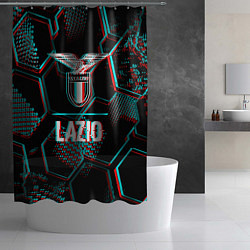 Шторка для душа Lazio FC в стиле glitch на темном фоне, цвет: 3D-принт — фото 2