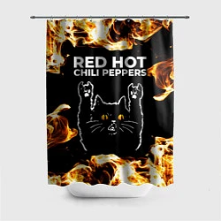 Шторка для душа Red Hot Chili Peppers рок кот и огонь, цвет: 3D-принт
