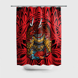 Шторка для душа Маска воина самурая с драконом, цвет: 3D-принт