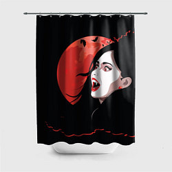 Шторка для душа Вампирша на фоне красной луны, цвет: 3D-принт