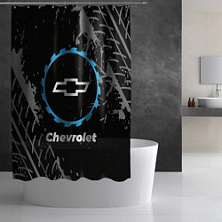 Шторка для душа Chevrolet в стиле Top Gear со следами шин на фоне, цвет: 3D-принт — фото 2