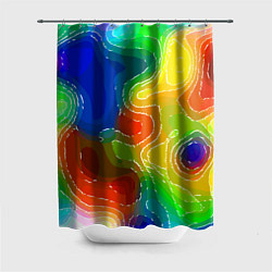 Шторка для душа Разноцветная абстрактная композиция, цвет: 3D-принт