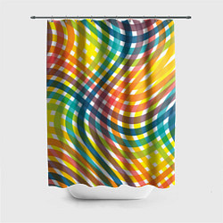 Шторка для душа Геометрический узор яркие полосатые волны, цвет: 3D-принт