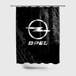 Шторка для душа Opel speed на темном фоне со следами шин, цвет: 3D-принт