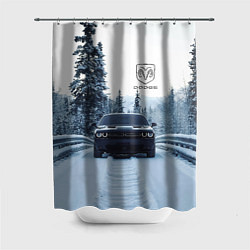 Шторка для душа Dodge in winter forest, цвет: 3D-принт