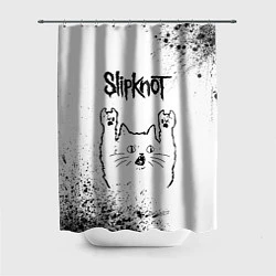 Шторка для душа Slipknot рок кот на светлом фоне, цвет: 3D-принт