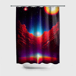 Шторка для душа Красные облака туманности в космическом пространст, цвет: 3D-принт