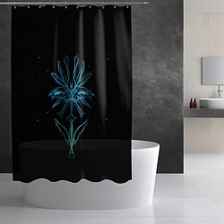 Шторка для душа Неоновый цветок на черном фоне, цвет: 3D-принт — фото 2