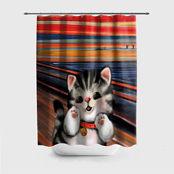 Шторка для душа Крик котёнка мяу, цвет: 3D-принт