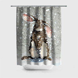 Шторка для душа Кролик Снежок Милый, цвет: 3D-принт