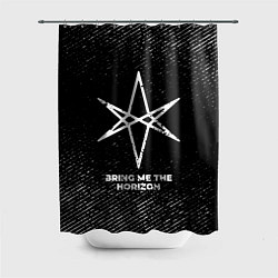 Шторка для душа Bring Me the Horizon с потертостями на темном фоне, цвет: 3D-принт