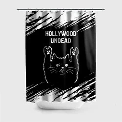 Шторка для душа Группа Hollywood Undead и рок кот, цвет: 3D-принт