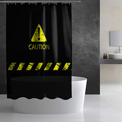 Шторка для душа CAUTION - Осторожно опасность, цвет: 3D-принт — фото 2