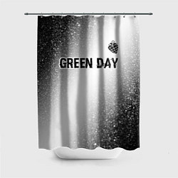 Шторка для душа Green Day glitch на светлом фоне: символ сверху, цвет: 3D-принт