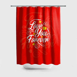 Шторка для душа Love you forever - hearts, patterns, цвет: 3D-принт