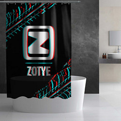 Шторка для душа Значок Zotye в стиле glitch на темном фоне, цвет: 3D-принт — фото 2