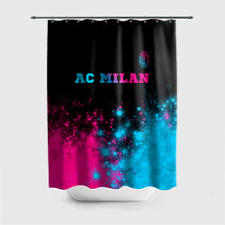 Шторка для душа AC Milan - neon gradient: символ сверху, цвет: 3D-принт
