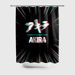 Шторка для душа Символ Akira в стиле glitch на темном фоне, цвет: 3D-принт