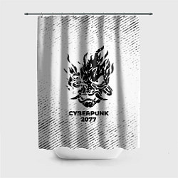 Шторка для душа Cyberpunk 2077 с потертостями на светлом фоне, цвет: 3D-принт