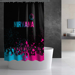 Шторка для душа Nirvana - neon gradient: символ сверху, цвет: 3D-принт — фото 2