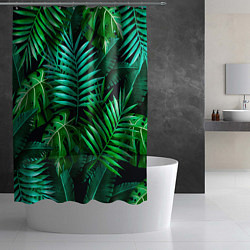Шторка для душа Тропические растения - текстура, цвет: 3D-принт — фото 2
