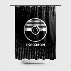 Шторка для душа Pokemon с потертостями на темном фоне, цвет: 3D-принт