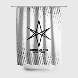 Шторка для душа Bring Me the Horizon с потертостями на светлом фон, цвет: 3D-принт