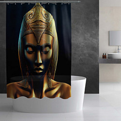 Шторка для душа Нейросеть - золотая статуя египетской царицы, цвет: 3D-принт — фото 2