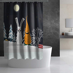 Шторка для душа Заяц и морковка, цвет: 3D-принт — фото 2