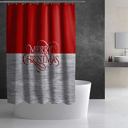 Шторка для душа Merry Christmas красный, цвет: 3D-принт — фото 2