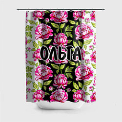 Шторка для душа Ольга в цветах, цвет: 3D-принт