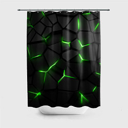 Шторка для душа Green neon steel, цвет: 3D-принт