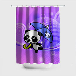 Шторка для душа Панда с зонтиком бежит в гости, цвет: 3D-принт