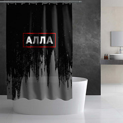 Шторка для душа Алла - в красной рамке на темном, цвет: 3D-принт — фото 2