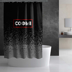 Шторка для душа Софья - в красной рамке на темном, цвет: 3D-принт — фото 2