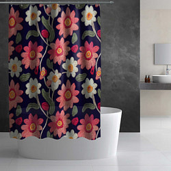 Шторка для душа Эффект красивой вышивки, цвет: 3D-принт — фото 2