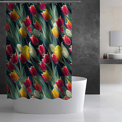 Шторка для душа Много тюльпанов, цвет: 3D-принт — фото 2