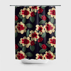 Шторка для душа Эффект яркой вышивки, цвет: 3D-принт